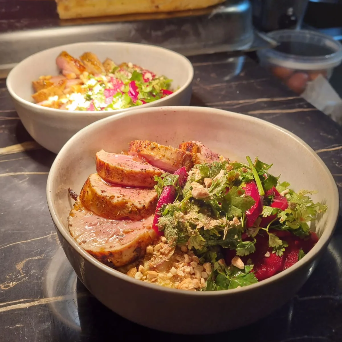Bowl de canard, cuisine croisée du chef Waguena